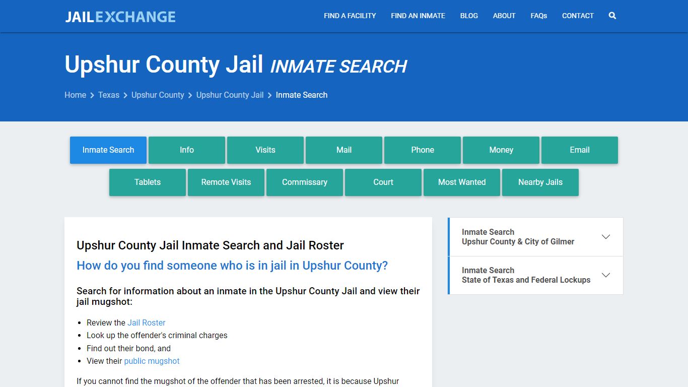 Inmate Search: Roster & Mugshots - Upshur County Jail, TX